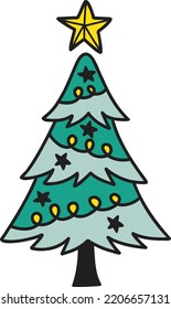 Hand Drawn christmas tree illustration isolated on background