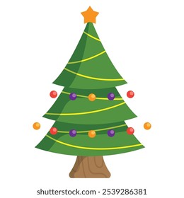 Hand drawn Christmas tree illustration on white