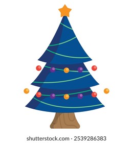 Hand drawn Christmas tree illustration on white