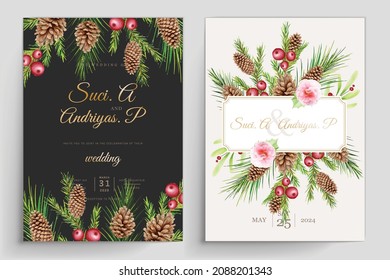 hand drawn christmas tree invitation card set