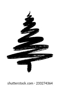 Hand Drawn Christmas Tree Isolated On A White Background