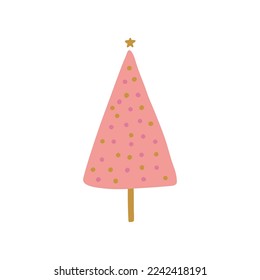 Hand drawn Christmas tree. Modern boho whimsical doodle illustration.