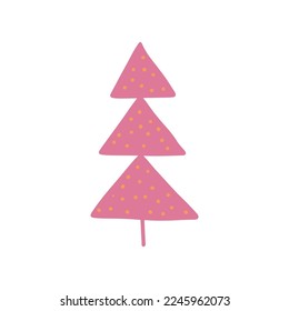 Hand drawn Christmas tree. Modern boho whimsical doodle illustration.