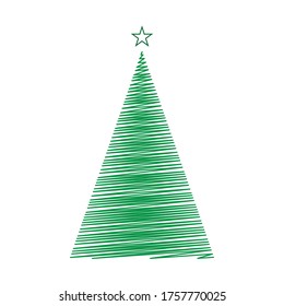 Handgezeichneter Weihnachtsbaum. Neujahrssymbol
