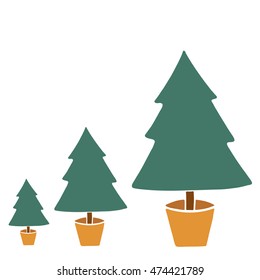 Hand drawn christmas tree on white background