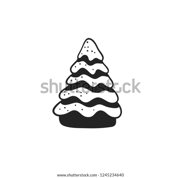 Hand Drawn Christmas Tree On White Stock Vector Royalty