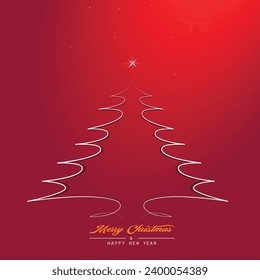 Hand drawn Christmas tree outline. line vector illustration. Abstract vector line. Modern Christmas tree calligraphy, line of christmas trees. Christmas and New Year card templates. Winter paper eps8