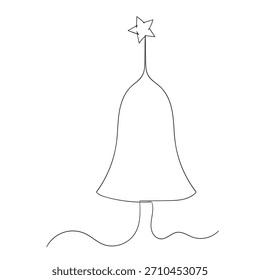 Hand drawn Christmas tree outline doodle vector. Continuous one black line drawing of Merry.  tree doodle design vector . Continuous line drawing of Christmas Tree. Single line Christmas Tree icon