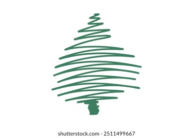 Dibujado a mano árbol de Navidad. Navidades garabato garabato garabato árbol de diferentes Formas. Ilustración vectorial común aislada en un fondo blanco.