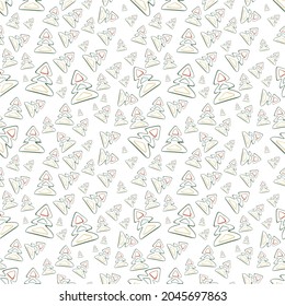 Patrón ininterrumpido de árbol de Navidad dibujado a mano, bosquejo de árbol de Año Nuevo, doodle de fondo de abeto de Navidad repetitivo, papel pintado de fondo de bosque de invierno, tela de noel, envoltura de árbol de Navidad diseño sin fisuras