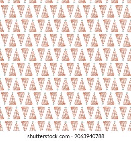 Hand drawn Christmas tree seamless pattern, sketch New Year tree print, doodle repetitive Xmas fir background, scribble winter forest wallpaper, noel fabric, Christmas tree wrapping seamless design