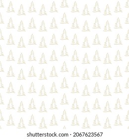 Patrón ininterrumpido de árbol de Navidad dibujado a mano, bosquejo de árbol de Año Nuevo, doodle de fondo de abeto de Navidad repetitivo, papel pintado de fondo de bosque de invierno, tela de noel, envoltura de árbol de Navidad diseño sin fisuras