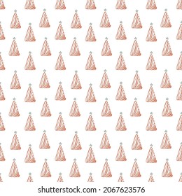 Patrón ininterrumpido de árbol de Navidad dibujado a mano, bosquejo de árbol de Año Nuevo, doodle de fondo de abeto de Navidad repetitivo, papel pintado de fondo de bosque de invierno, tela de noel, envoltura de árbol de Navidad diseño sin fisuras