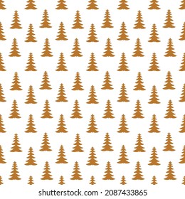 Hand drawn Christmas tree seamless pattern, sketch New Year tree print, doodle repetitive Xmas fir background, scribble winter forest wallpaper, noel fabric, Christmas tree wrapping seamless design