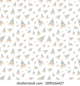 Patrón ininterrumpido de árbol de Navidad dibujado a mano, bosquejo de árbol de Año Nuevo, doodle de fondo de abeto de Navidad repetitivo, papel pintado de fondo de bosque de invierno, tela de noel, envoltura de árbol de Navidad diseño sin fisuras