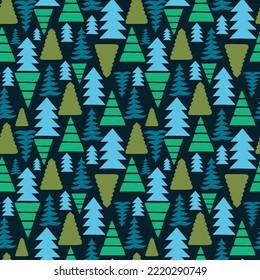 Dibujaron mano el patrón de incordancia del árbol de Navidad. Colores azul y verde vivos. Para imprimir, papel, diseño, tela, decoración, envoltura de regalo, fondo.