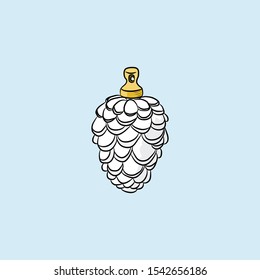 Hand drawn christmas tree toy. Cone. Simple decoration element isolated