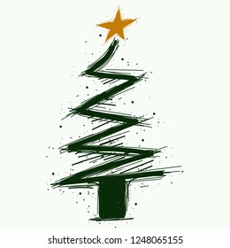 Hand drawn christmas tree vector symbol or logo