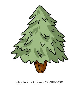 Hand drawn Christmas tree. Vector isolated doodle
