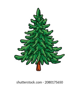 Hand drawn Christmas tree. Vector illustration