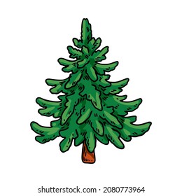 Hand drawn Christmas tree. Vector illustration