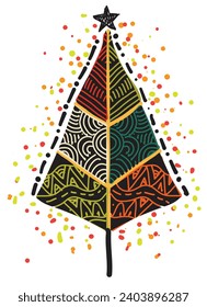 hand drawn Christmas tree vector illustration