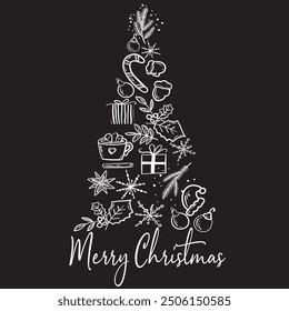 Árbol de Navidad dibujado a mano. Ilustración vectorial