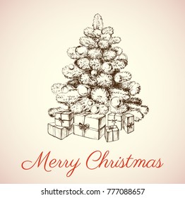 Hand drawn christmas tree vector christmas tree vector