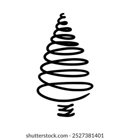 Árvore de Natal desenhada à mão. Árvore de Natal isolada sobre um fundo branco. Ilustração vetorial