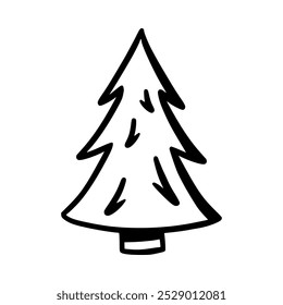 Hand drawn christmas tree. Xmas tree isolated on a white background. Vector illustration