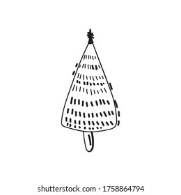 Hand drawn  Christmas trees. Abstract doodle drawing woods. Black and white vector minimalistic linear.Vector art illustration.