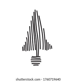 Hand drawn  Christmas trees. Abstract doodle drawing woods. Black and white vector minimalistic linear.Vector art illustration.