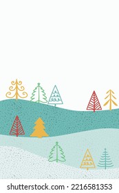 La mano dibujó árboles de Navidad. Fondo con espacio de copia. Ilustración del vector