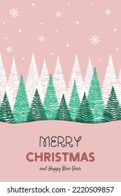 Hand drawn Christmas trees. Concept of a greeting card. Vector illustration