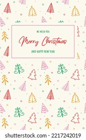 Hand drawn Christmas trees. Design of a winter card. Vector illustration
