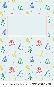 Handgezeichnete Weihnachtsbäume. Layout einer Grußkarte. Vektorgrafik