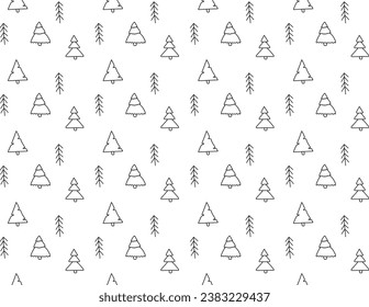 La mano dibujó el patrón de los árboles de Navidad. Ilustración del doodle de Año Nuevo sin igual. Vectores navideños de mora para papel de pared, textiles, ropa de cama, pijamas
