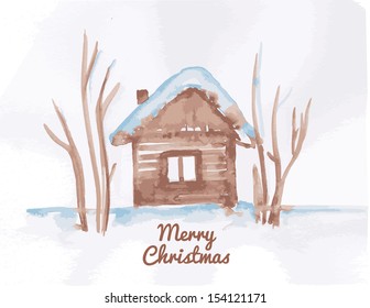 Hand drawn christmas vector illustration template with sample text