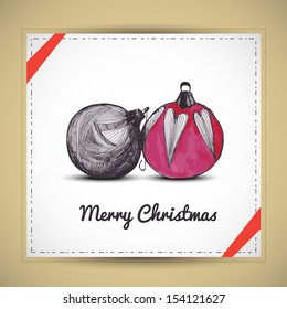 Hand drawn christmas vector illustration template with sample text