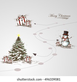 Hand drawn christmas vector illustration, christmas infographic concept