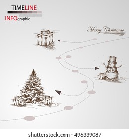 Hand drawn christmas vector illustration, christmas infographic concept