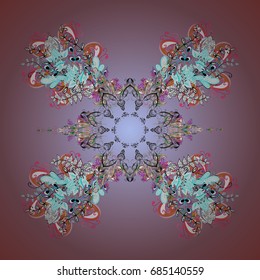 Hand Drawn Christmas Vector illustration. New Year Decorative Snowflakes Background. Winter Snow Flakes Doodles.