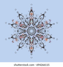 Hand Drawn Christmas Vector illustration. New Year Decorative Snowflakes Background. Winter Snow Flakes Doodles.