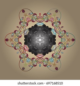 Hand Drawn Christmas Vector illustration. New Year Decorative Snowflakes Background. Winter Snow Flakes Doodles.