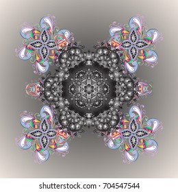Hand Drawn Christmas Vector illustration. New Year Decorative Snowflakes Background. Winter Snow Flakes Doodles.