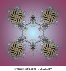Hand Drawn Christmas Vector illustration. New Year Decorative Snowflakes Background. Winter Snow Flakes Doodles.