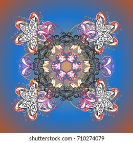 Hand Drawn Christmas Vector illustration. New Year Decorative Snowflakes Background. Winter Snow Flakes Doodles.