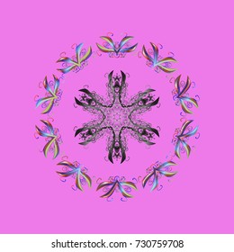 Hand Drawn Christmas Vector illustration. New Year Decorative Snowflakes Background. Winter Snow Flakes Doodles.