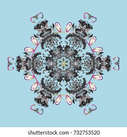 Hand Drawn Christmas Vector illustration. New Year Decorative Snowflakes Background. Winter Snow Flakes Doodles.