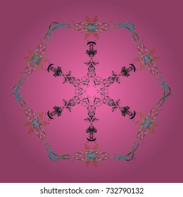 Hand Drawn Christmas Vector illustration. New Year Decorative Snowflakes Background. Winter Snow Flakes Doodles.